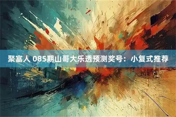 聚富人 085期山哥大乐透预测奖号:小复式推荐